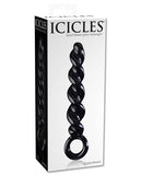 Icicles No. 39 Hand Blown Glass Twisted Dildo - Black