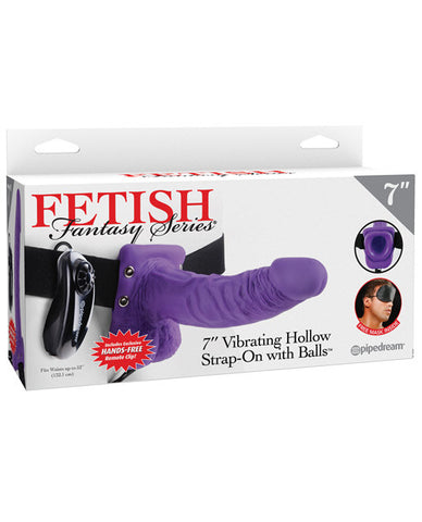 Fetish Fantasy Series 7" Vibrating Hollow Strap On W-balls - Purple