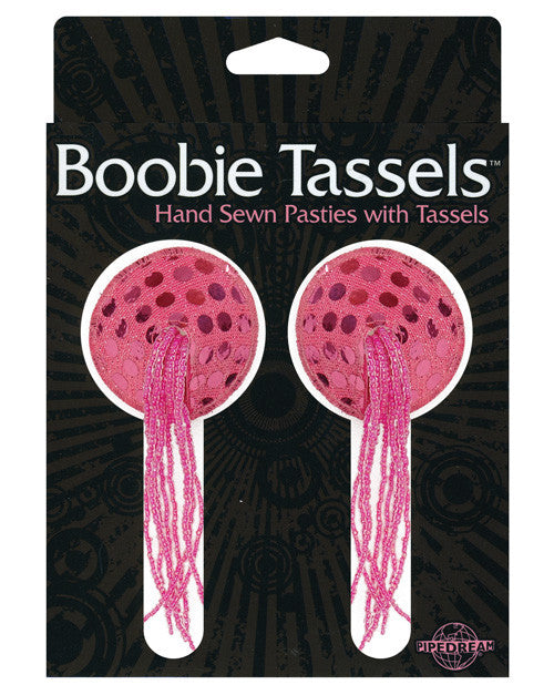 Boobie Tassels Hand Sewn Pasties W-tassels - Pink