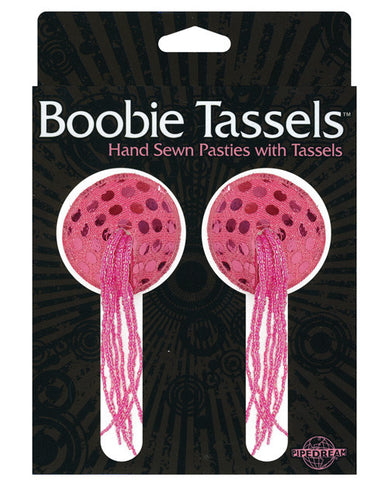 Boobie Tassels Hand Sewn Pasties W-tassels - Pink