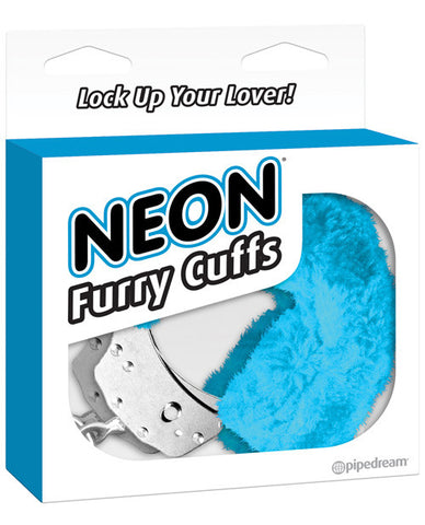 Neon Furry Cuffs - Blue