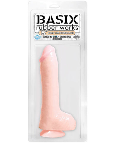 Basix 8" Dong W-suction Cup - Flesh