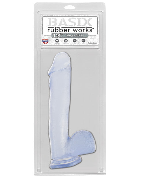 Basix Rubber Works 12" Mega Dildo - Clear