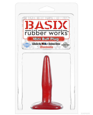 Basix Rubber Works Mini Butt Plug - Red