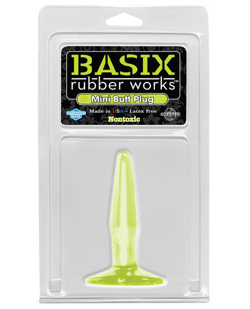 Basix Rubber Works Mini Butt Plug - Glow In The Dark