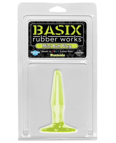 Basix Rubber Works Mini Butt Plug - Glow In The Dark