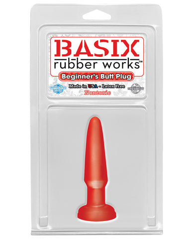 Basix Rubber Works Beginner's Butt Plug - Red