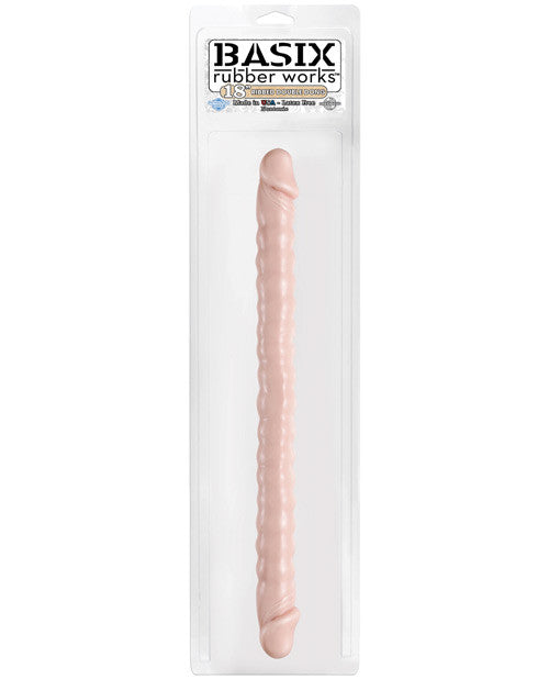 Basix 18" Ribbed Double Dong - Flesh