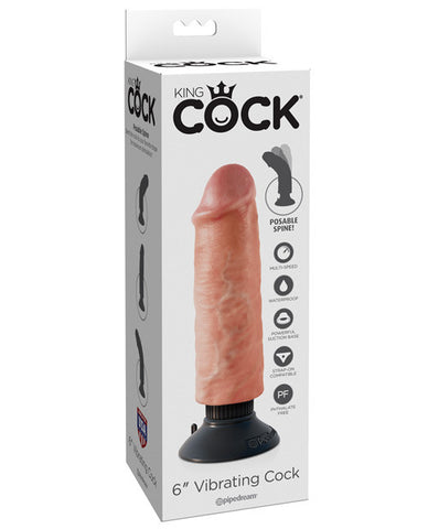 King Cock 6" Vibrating Cock - Flesh