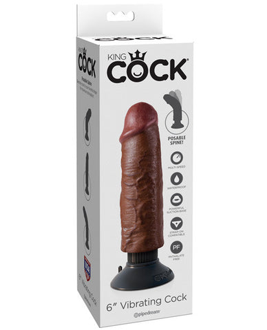 King Cock 6" Vibrating Cock - Brown