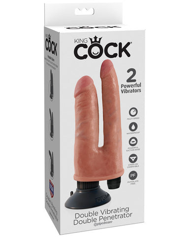 King Cock 9.5" Double Vibrating Penetrator - Flesh