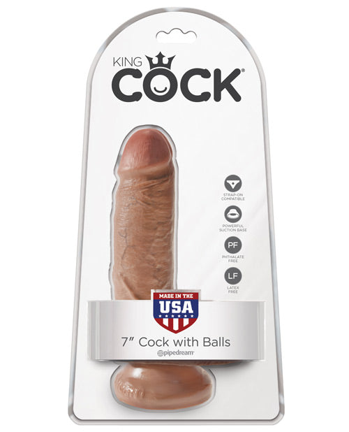 King Cock 7" Cock W-balls - Tan