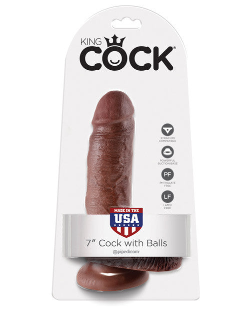 King Cock 7" Cock W-balls - Brown