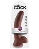 King Cock 9" Cock W-balls - Brown