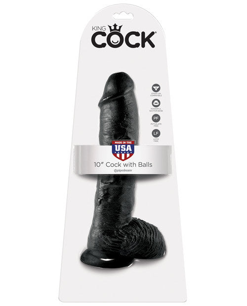 King Cock 10" Cock W-balls - Black