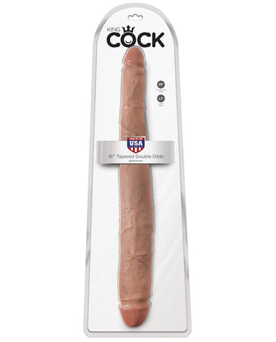 King Cock 16" Tapered Double Dildo - Tan