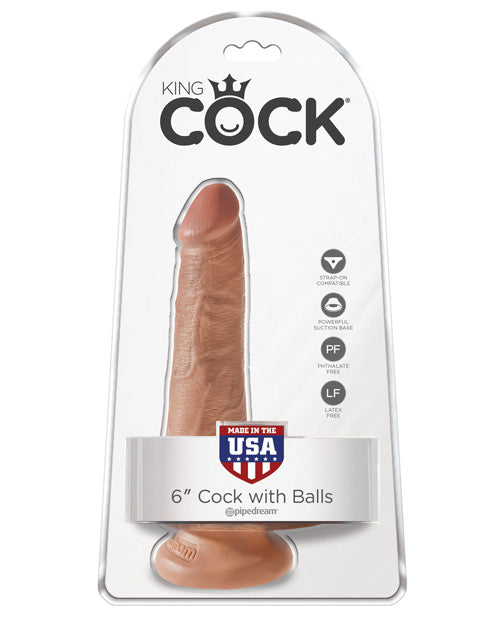 King Cock 6" Cock W-balls - Tan