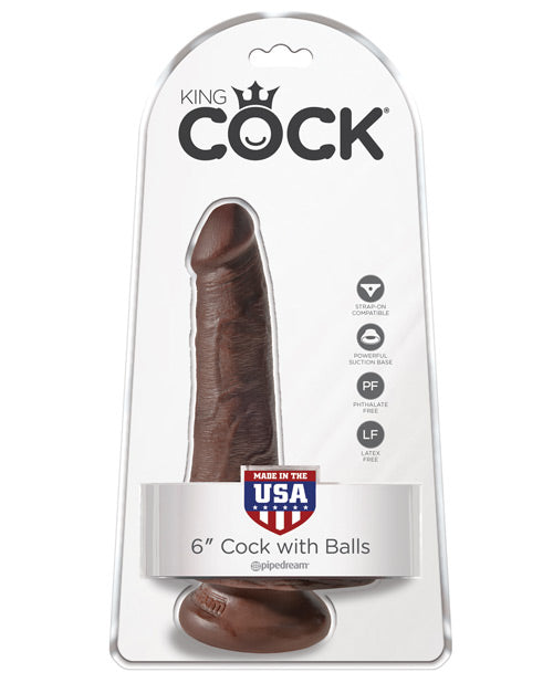 King Cock 6" Cock W-balls - Brown