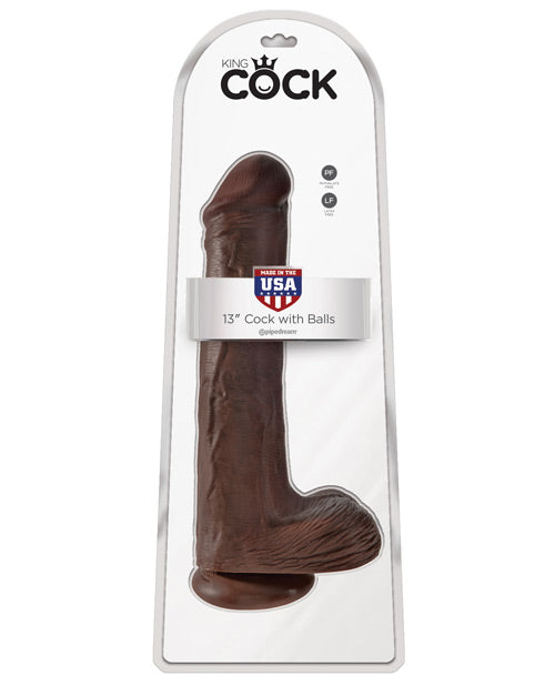 King Cock 13" Cock W-balls - Brown