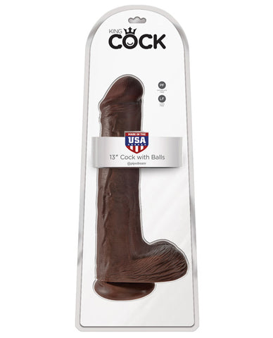 King Cock 13" Cock W-balls - Brown