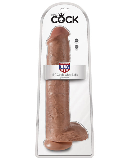 King Cock 15" Cock W-balls - Tan