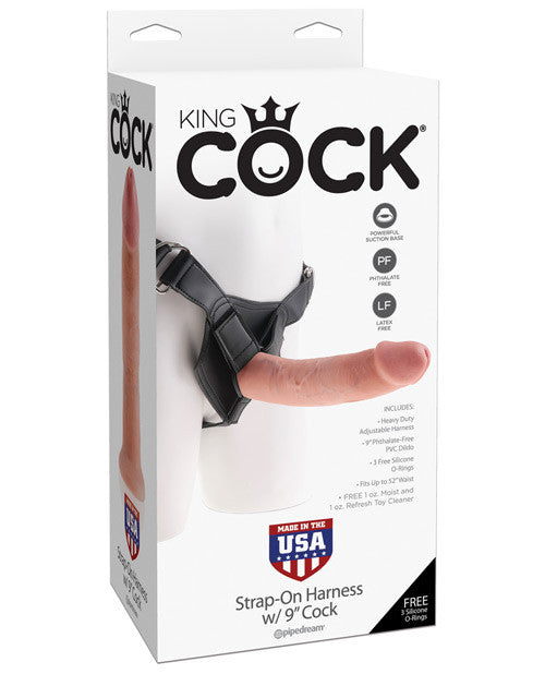 King Cock Strap On Harness W-9" Cock - Flesh