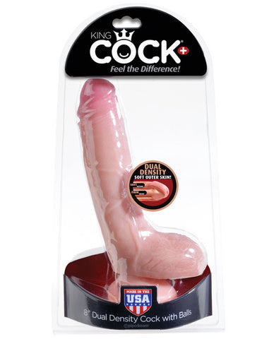 King Cock Plus 8" Dual Density Cock W-balls - Flesh