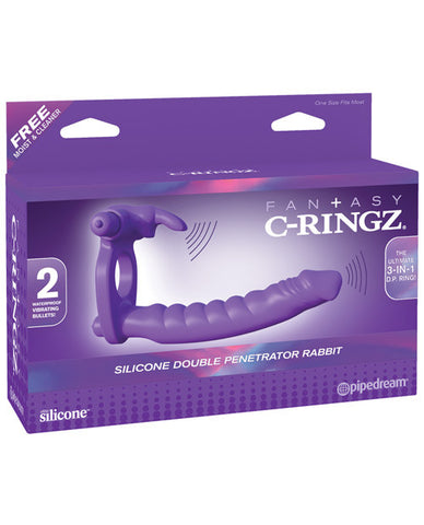 Fantasy C-ringz Silicone Double Pene Rabbit - Purple