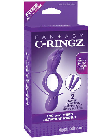 Fantasy C-ringz His & Hers Ultimate Rabbit W-remote - Purple