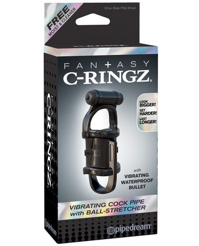 Fantasy C-ringz Vibrating Cock Pipe W-ball Stretch - Black