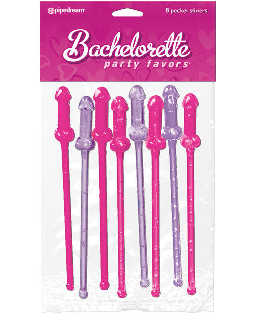 Bachelorette Party Favors Pecker Stirrers - Asst. Colors Pack Of 8