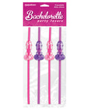 Bachelorette Party Favors Bendable Dicky Straws - Pink Purple