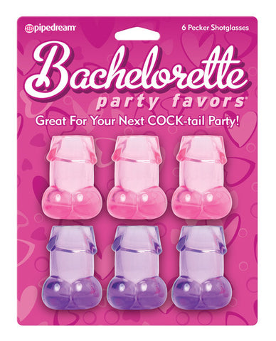 Bachelorette Party Favors Pecker Shot Glasses - Pack Of 6