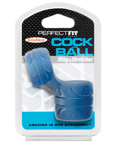 Perfect Fit Silaskin Cock And Ball Ring - Blue