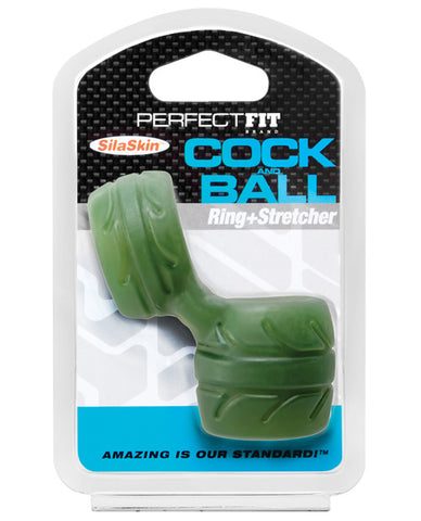 Perfect Fit Silaskin Cock And Ball Ring - Green