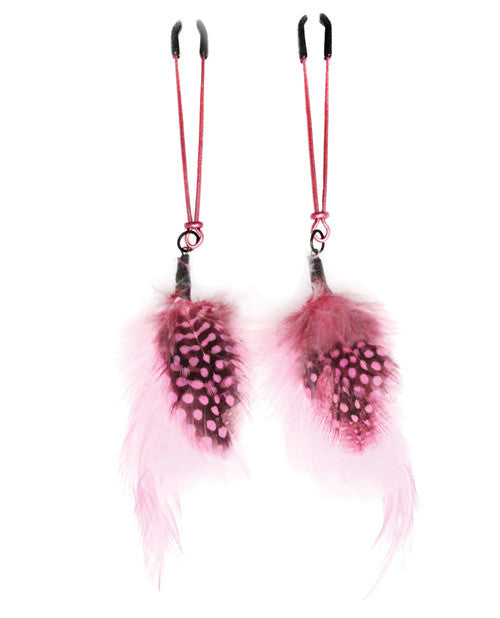 Bijoux De Nip Colored Feather W-pink Tweezer Clamp