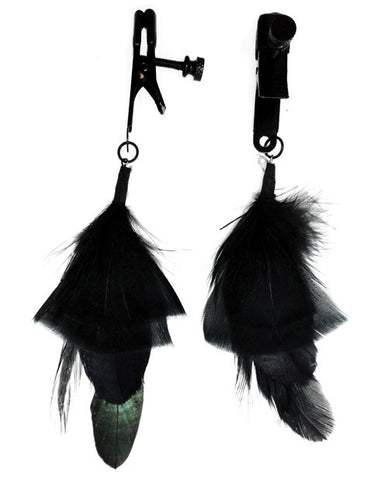 Nipple Clamp Alligator Black W-black Feather