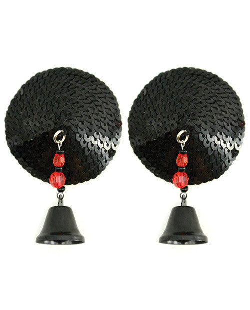 Sequin Nipple Covers Round W-bells - Black