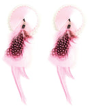 Sequin Nipple Covers Round W-feathers - Pink