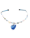 Tweezer Swag Style Jeweled Blue Heart Pendant W-blue & Pink Beads Nipple Clamp - Blue