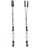 Tweezer Chrome Nipple Clamp W-purple Faceted Beads