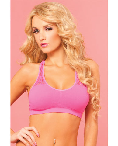 Pink Lipstick Sweat Sporty Breathable Mesh Offers Cooling Support W-removable Pads Pink S-m