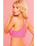 Pink Lipstick Sweat Lacy Sports Bra W-secret Pocket & Removable Pads Pink Sm