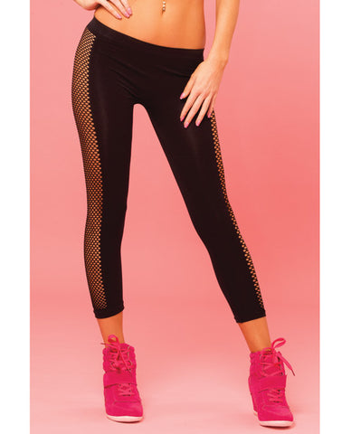 Pink Lipstick Sweat Side Net  Stretch Pant For Support & Compression Black M-l