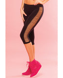 Pink Lipstick Sweat Side Slash Stretch Crop Pant For Support & Compression Black S-m