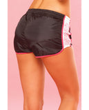 Pink Lipstick Sweat Sequin Running Short W-built In Panty & Draw String Closure Black Lg