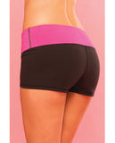 Pink Lipstick Sweat Yoga Short Thick Revrsible For Supprt & Compression W-scret Pcket Black Lg