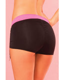 Pink Lipstick Sweat Fitness Cinchable Hot Short Black Sm