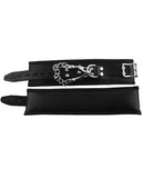 Rouge Padded Leather Wrist Cuffs - Black