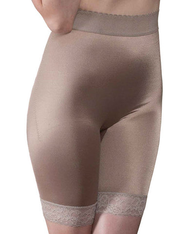 Rago Shapewear Long Leg Shaper W-gripper Stretch Lace Bottom Mocha 11x